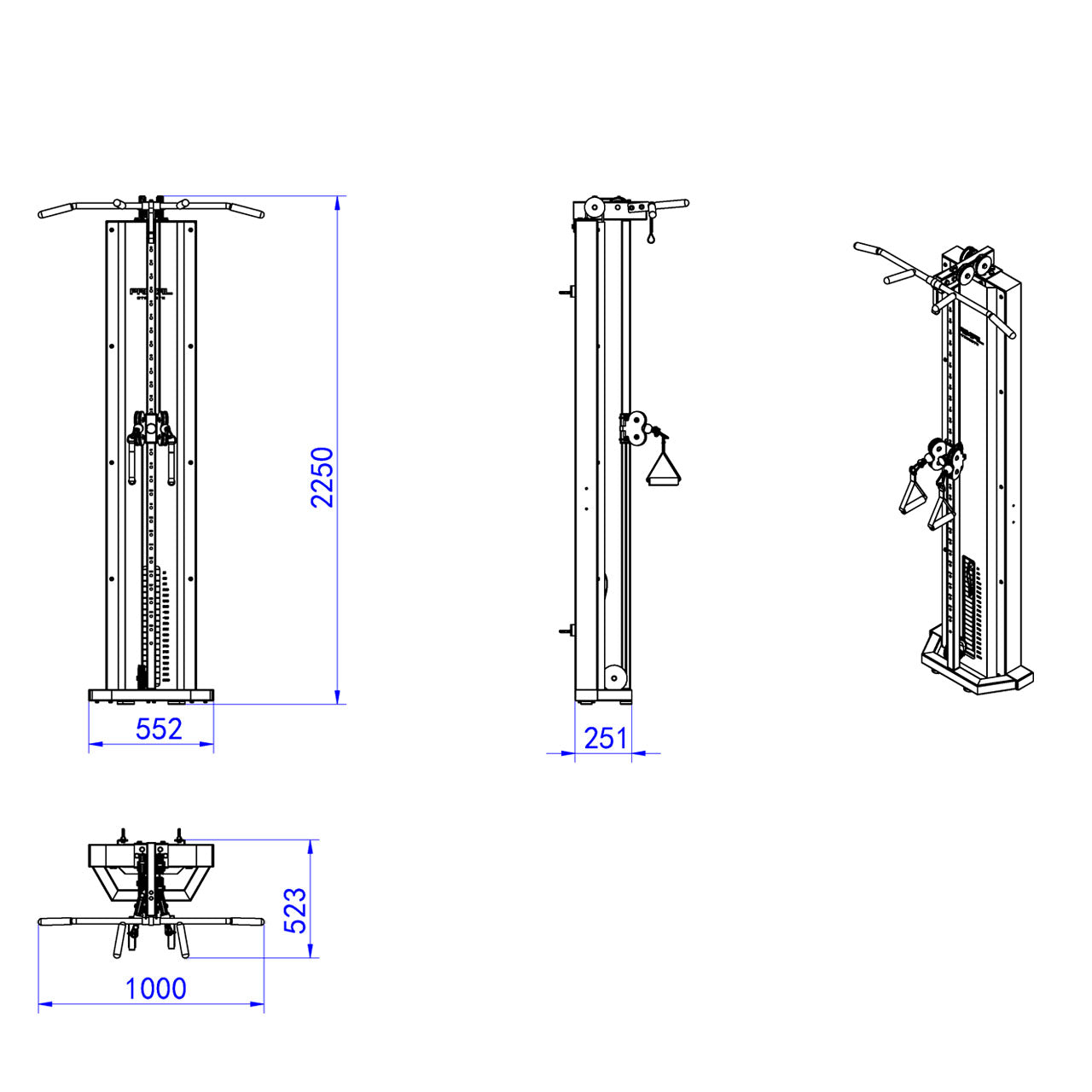 Primal Pro Series Free Standing Hi/Lo Pulley with Pull-Up Bar