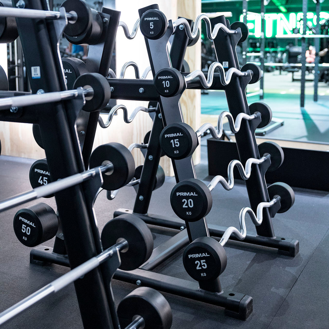 Primal Performance Series Urethane Supercurl EZ-Barbell Set 5kg-50kg - (10 Bars)